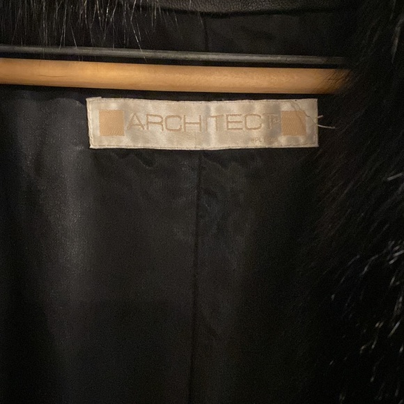 Vintage architect leather & fox fur trench coat - Picture 4 of 10